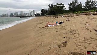 Babe Asks To Cum On Her Tits During Public Cock Flashing At Beach