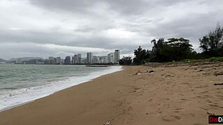 Babe Asks To Cum On Her Tits During Public Cock Flashing At Beach