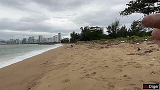 Babe Asks To Cum On Her Tits During Public Cock Flashing At Beach