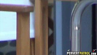 filming a couple outdoors through the window