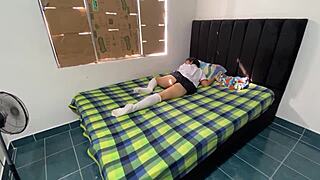 Father-in-law questions stepdaughter's uniform, knowing it arouses his hard cock in kinky cuckold scenario.