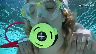 cruz gets blowjobs in the pool, cum splashing everywhere underwater with friends