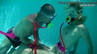 cruz gets blowjobs in the pool, cum splashing everywhere underwater with friends