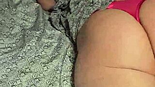 Milf with big ass cumming in pink thong panties