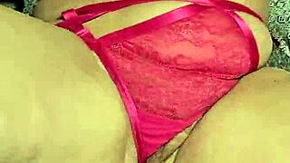 Milf with big ass cumming in pink thong panties