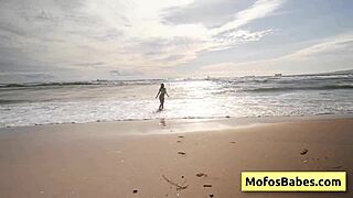 Naughty Natural Busty Blonde Teen 18+ Sahara Skye Sucks Her Friend's Dick Charles Dera and Reveals Her Boobs at the Beach