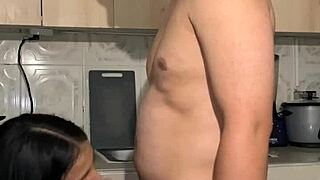 my colombian stepmom begs for kitchen action with big ass