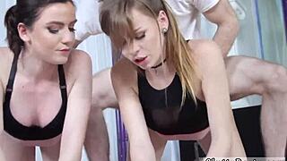 wild college group sex with blowjobs and yoga twists