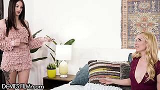 Aaliyah Love teaches stepdaughter Maddy May lesbian masturbation with muff diving and face sitting in reality