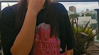 latina with big tits squirts on command in close up