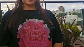 latina with big tits squirts on command in close up