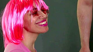 Fuchsia Cumshot On Glasses And Wig In Romantic Couple Scene