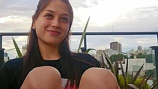 latina with big tits squirts on command in close up