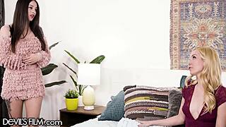 Aaliyah Love teaches stepdaughter Maddy May lesbian masturbation with muff diving and face sitting in reality