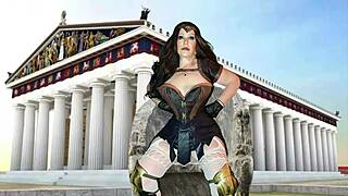 Granny wonder woman goddess gilf got missionary fucked and creampied with dildo