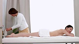 Petite teen gets creampied during massage.