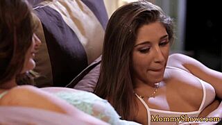 Les Stepdaughter Rubbing Against Stepmom in Hot Session. Can You Guess Who's Leading This Fingering Game?