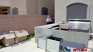 Hey, that lazy man distracts the home inspector milf with banging.