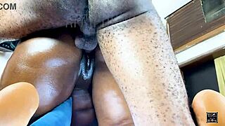 sexy ebony got a hot table doggy from black dick