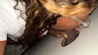 Ebony BBW Throats Strangers' BBC at Glory Hole