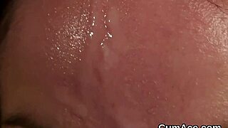 wild sex kitten endures intense cumshot on face, swallows every drop