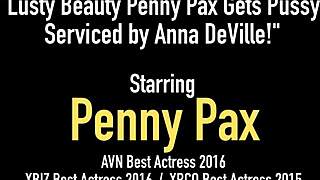 lusty beauty penny pax gets pussy serviced by anna deville 😍