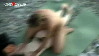 Beach Voyeur Watches Brunette Teen Get Cum On Her Skin As Sunblock