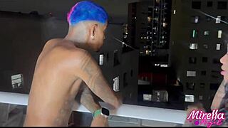 jasmine grey faces burglar punishment with striptease and fucking in garage