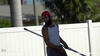 Ebony BBW Rides Monster Cock Poolside