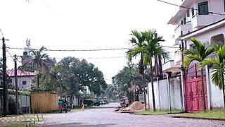 Ebony brunette masturbates and licks cumshot at police station