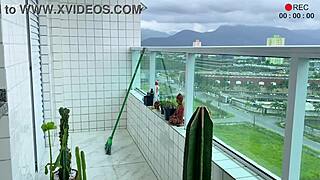 This maid comes in her short shorts to tease me during work.