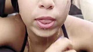 yo, sucking his dick while he drives on the public road, crazy latina style