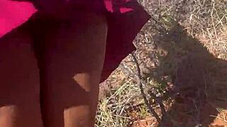 Ebony Bent Over For Monster Cock Doggystyle Outdoor Creampie!