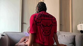 Cute teen rides stepfather's big black cock non-stop in a quickie. Amateur couple Nysdel gets wild!