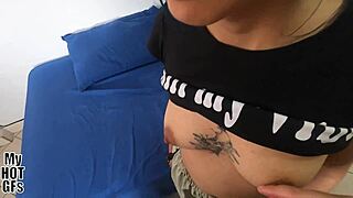 oh dios, this sexy latina teen gives her first blowjob in a hairy pussy casting