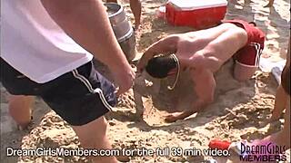 bikini flashing exposes boobs and pussy at texas beach party