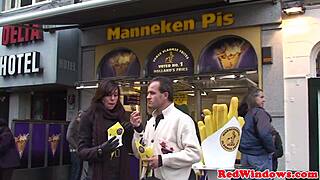 Blonde Amsterdam Whore Sucks and Fucks Cock in Muff Diving and Doggystyle Positions