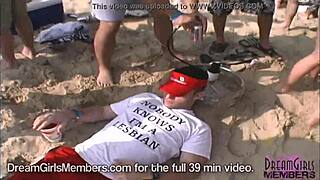 bikini flashing exposes boobs and pussy at texas beach party