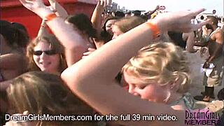 bikini flashing exposes boobs and pussy at texas beach party