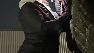 Caught Outside in the Snow Licking Her Ass and Multiple Cumshots