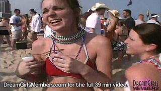 bikini flashing exposes boobs and pussy at texas beach party