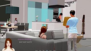 Big Tits Lesbian Plays with Shaved Pussy