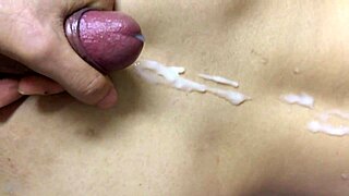 Cumshot explodes on my asian girl's back!