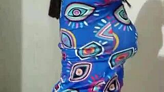 Blonde amateur dances and spits for boyfriend on cam.