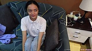 skinny pale pinay teen 18+ rides massive cock in pov