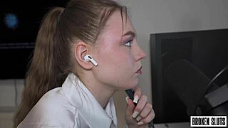 Bent Over in the Office for Hard Doggystyle During Customer Call