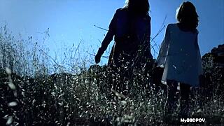 scarlet red and black eden having hot outdoor lesbian sex in 4k 😍