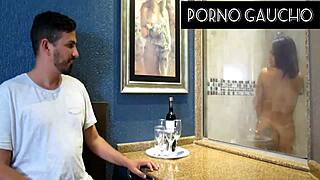 Essa Safada Loves Showing Big Natural Tits In Sauna, Gets Creampie From Voyeur Jhennicris DJ.