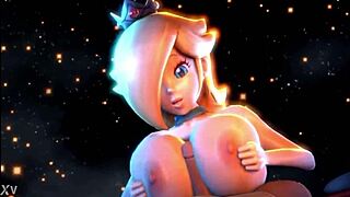 Rosalina and Peach engage in a sensual titfuck scene