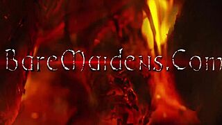 king in costume fucks the maid's pussy hard with creampie